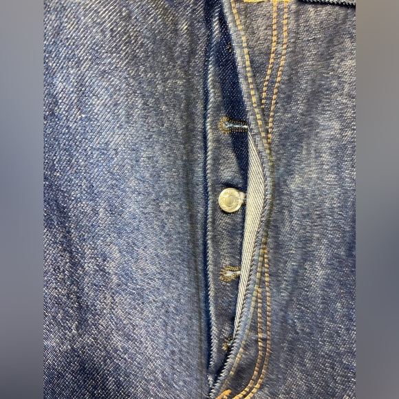 Levis 501 Mens Dark Wash Button Fly Denim Jeans - Picture 5 of 7